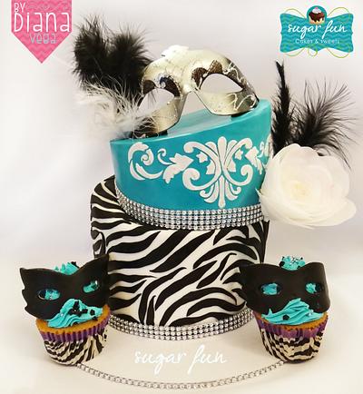 Zebra and mask topsy turvy - Cake by Sugar Fun Cakes by Diana Vega