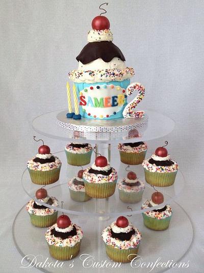 Ice cream sundae birthday cake and cupcakes - Cake by Dakota's Custom Confections