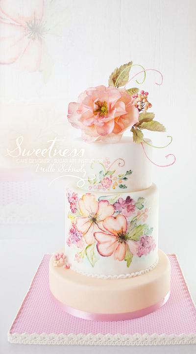 "Summer Blush" handpainted Cake - Cake by Ludmilla Gruslak