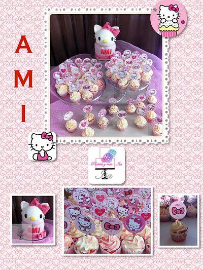 HELLO KITTY GIANT CUPCAKE AND CUPCAKES - Cake by Pastelesymás Isa