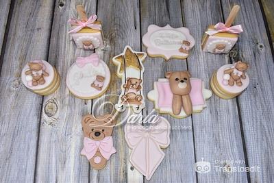 Teddy bear themed cookies for baptism - Cake by Daria Albanese