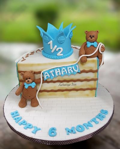 Teddy Half Birthday Cake - Cake by Authentique Bites by Ekta & Nekta