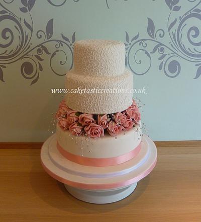 Filigree & Roses Wedding Cake - Cake by Caketastic Creations