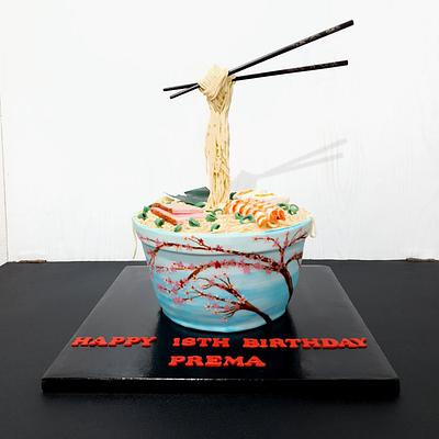 Gravity defying cherry blossom ramen bowl  - Cake by Fab Confections 