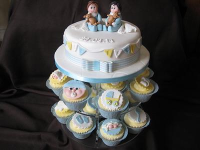 Twins Christening Cake - Cake by marynash13