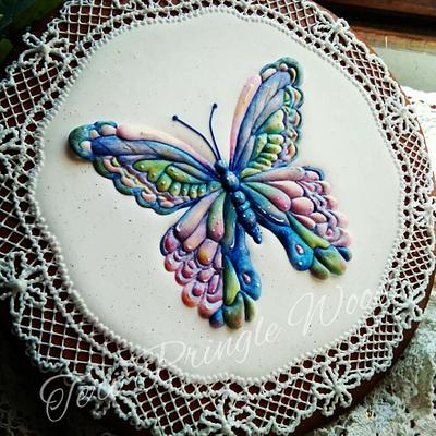 Butterfly and lace - Cake by Teri Pringle Wood