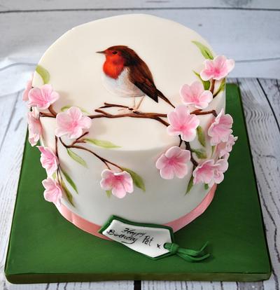 handpainted Robin - Cake by Lesley Marshall cake art