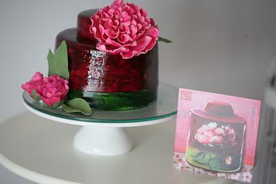 box of tea with peony  - Cake by Francisca Neves