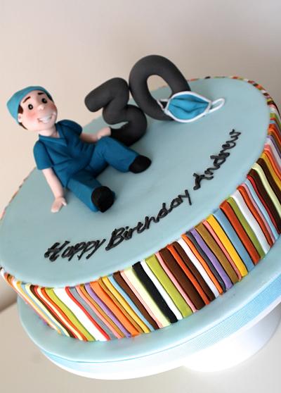 Doctors Cake, with Paul Smith stripes! - Cake by Zoe's Fancy Cakes