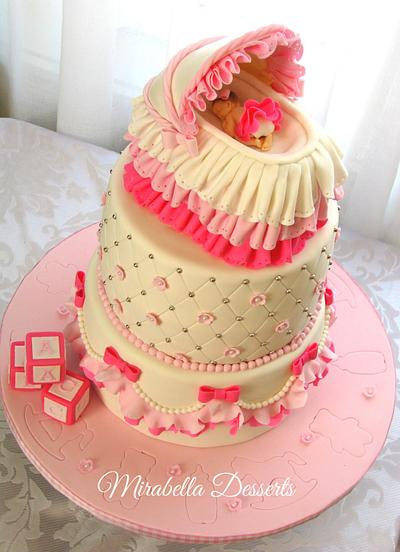 Baby girl crib cake - Cake by Mira - Mirabella Desserts