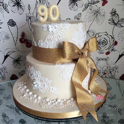 Gold and Lace Pearl cake - Cake by Toots Sweet