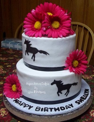 Horses & Gerber Daisies - Cake by Sugar Sweet Cakes