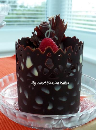 Chocolate wrap with Raspberry mouse ;) - Cake by Beata Khoo