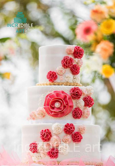 Coral Radiance-Indo-Intl Wedding Cake - Cake by Rumana Jaseel