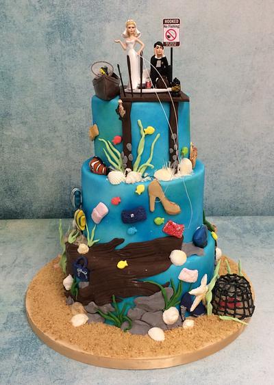 Wedding cake for a fisherman and a shoppoholic - Cake by Cakes o'Licious