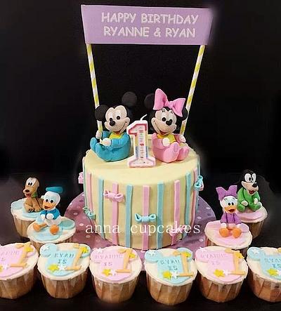 Twin Baby Mickey Minnie - Cake by annacupcakes