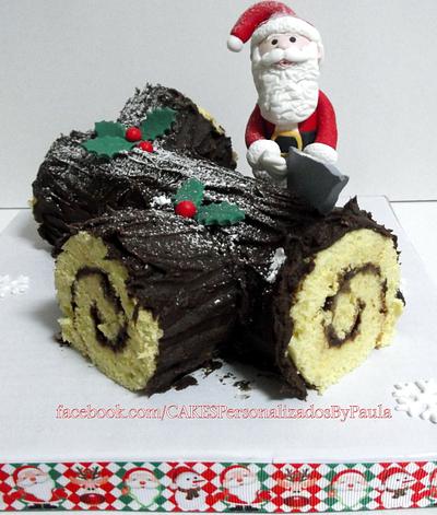 Log and Santa Christmas cake - Cake by CakesByPaula