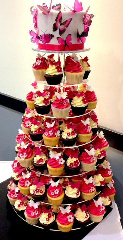 Butterfly Wedding Cupcake Tower - Cake by Amelia's Cakes