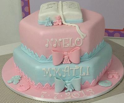 Christening cake for twins - Cake by beasweet