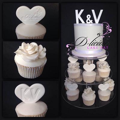 White Wedding Cupcake Tower - Cake by D-licious Cake Art