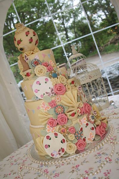 Vintage Tea Party Wedding Cake - Cake by Tracey Robertson