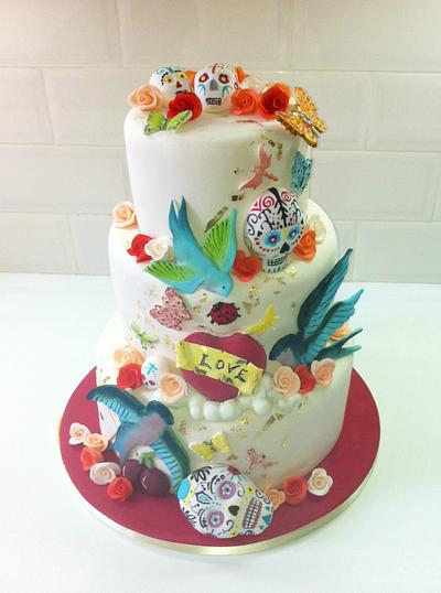 Tattoo Inspired Wedding Cake - Cake by Alanscakestocraft