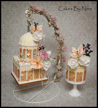 Suspended Love Birds - Cake by Cakes by Nina Camberley