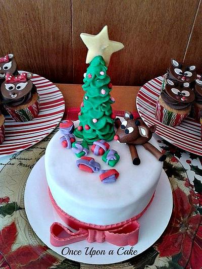 A Christmas Tree & Rudolph Cake by My 3 year old daughter & me!  - Cake by Amanda