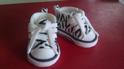 Zebra Print Baby Shoe toppers - Cake by Jeana Byrd