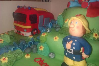 fireman Sam+ his engine and Igglepiggle :) - Cake by Joanna Wisniewska