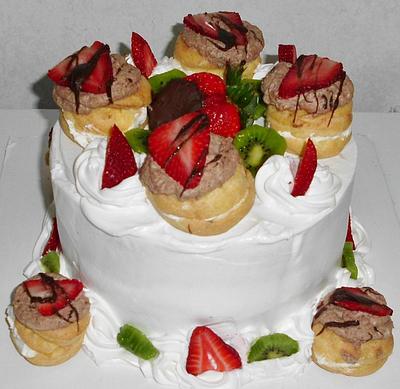 Cream Puff Strawberry Shortcake Cake - Cake by Carrie Freeman