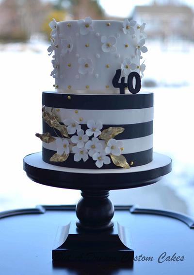Stripes and Blossoms - Cake by Elisabeth Palatiello