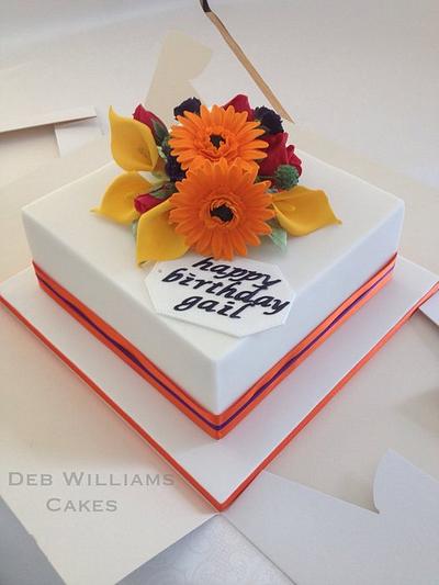 Bright sugar flowers birthday cake - Cake by Deb Williams Cakes
