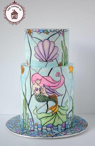 Stained glass mermaids  - Cake by Power of Cakes