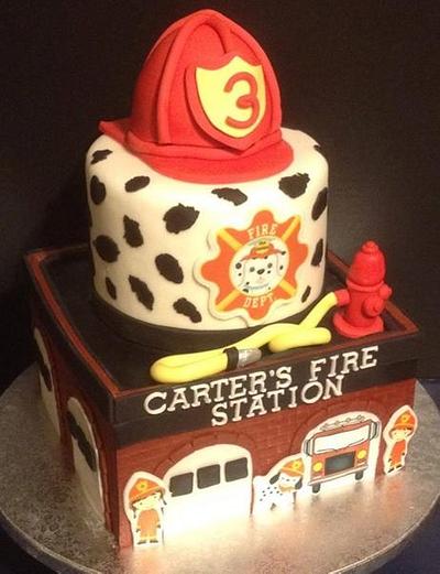 Fire Station Cake  - Cake by Tracy's Custom Cakery LLC