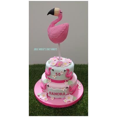 Flamingo cake and topper - Cake by Julie White