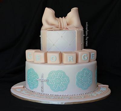 2 Tier Christening cake - Cake by KellieJ75