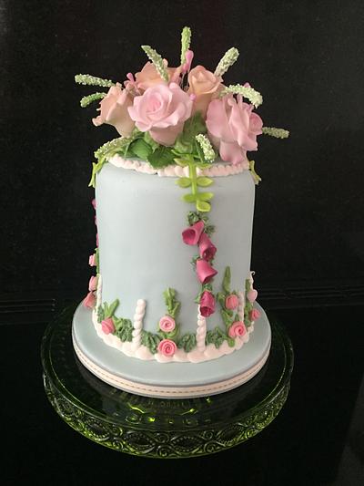 English Rose garden tea cake  - Cake by Sarah Leftley (Sarah's cakes)