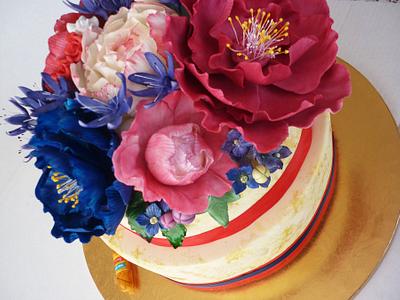 Peonies & Agapanthus - Cake by MissPiggy