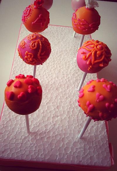 Orange and pink cake pops - Cake by SugaredSaffron