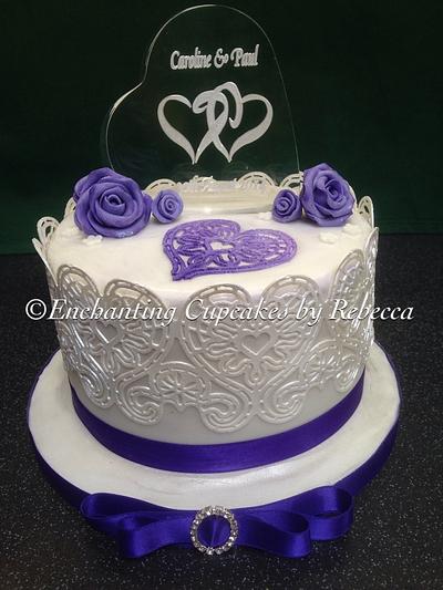 Hearts n lace wedding  - Cake by Enchanting Cupcakes hobby cakes