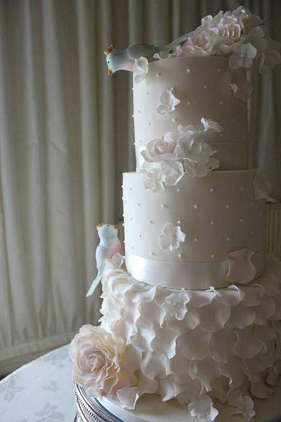 Ruffles & Bluebirds Wedding Cake. - Cake by Dulcie Blue Bakery ~ Chris