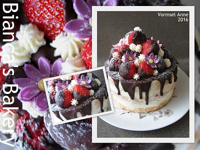 Strawberry cake with chocolate drip - Cake by Bianca's Bakery