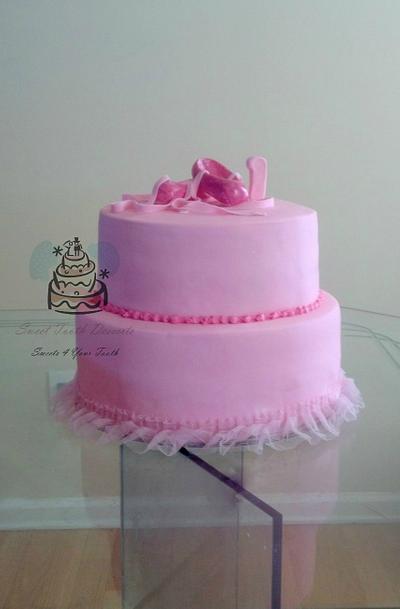 Pink Little Ballerina 1st Birthday Cake - Cake by Carsedra Glass