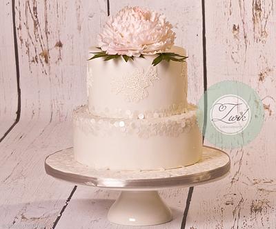 Peony sequin Wedding Cake - Cake by Mariekez