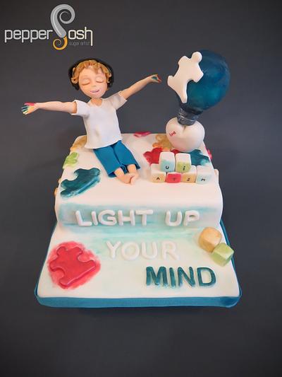 Light Up Your Mind! - @SugarArt4Autism Collaboration - Cake by Pepper Posh - Carla Rodrigues
