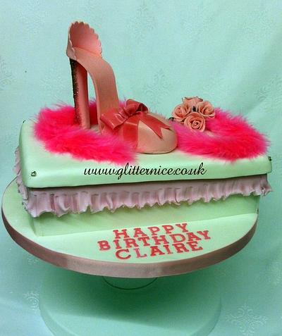 Pink Shoe and Shoebox - Cake by Alli Dockree