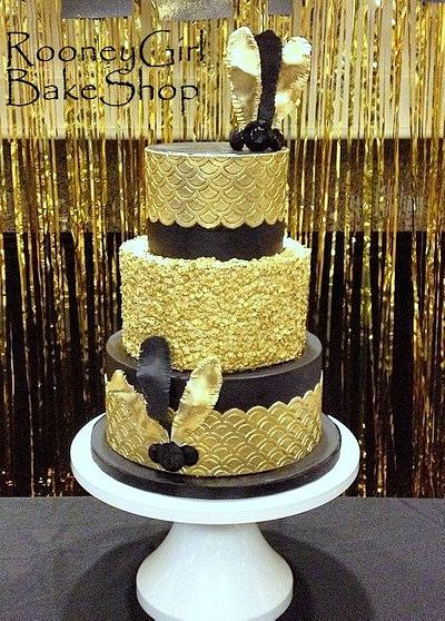 Roaring 20's Gold Sequin Cake - Cake by Maria @ RooneyGirl BakeShop