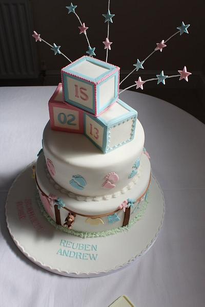 Twins Christening - Cake by Mrs Millie's