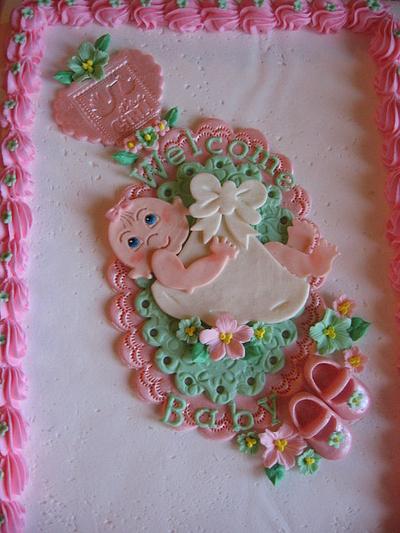 Gingham Frills Baby Shower Cake - Cake by all4show